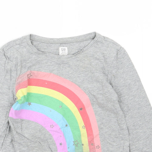 Gap Girls Grey  Jersey Basic T-Shirt Size 8-9 Years  - Rainbow