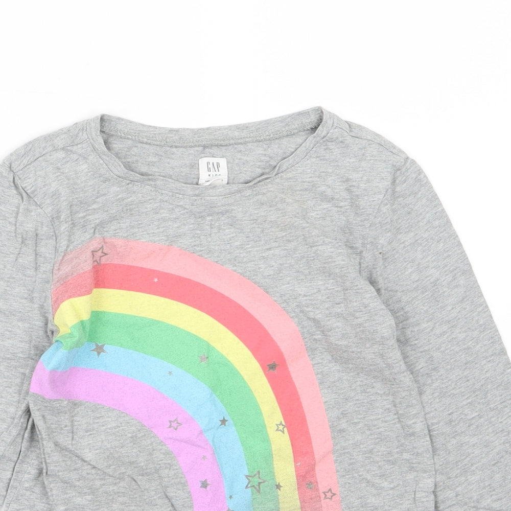 Gap Girls Grey  Jersey Basic T-Shirt Size 8-9 Years  - Rainbow