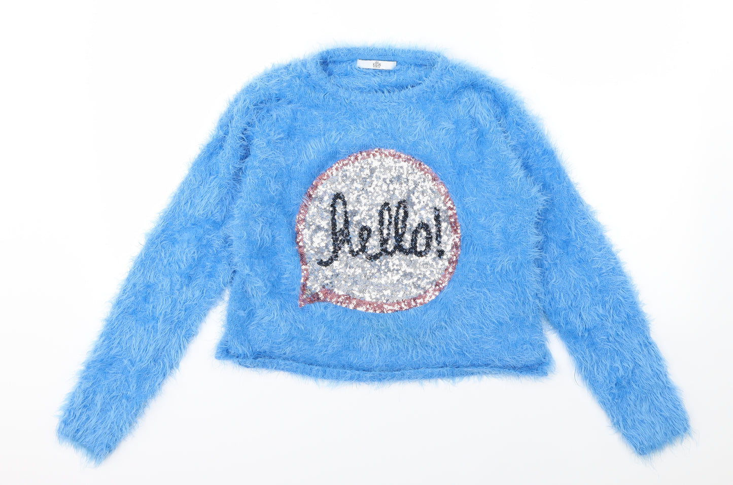 Marks and Spencer Girls Blue  Knit Pullover Jumper Size 13-14 Years  - Hello
