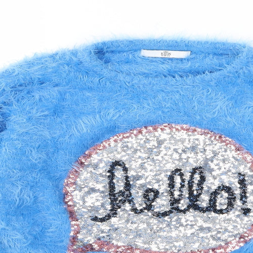 Marks and Spencer Girls Blue  Knit Pullover Jumper Size 13-14 Years  - Hello