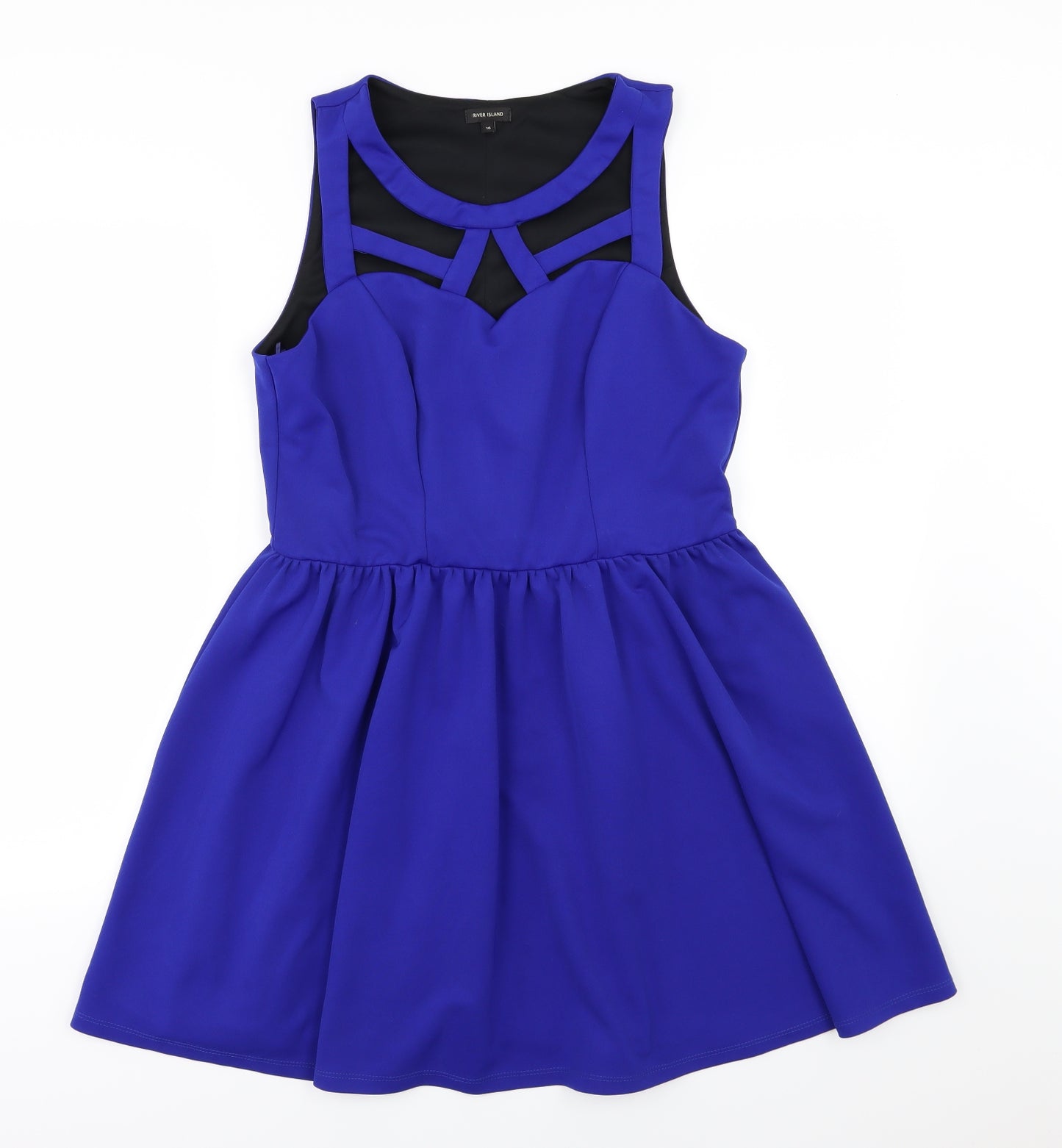 River Island Womens Blue   Skater Dress  Size 16
