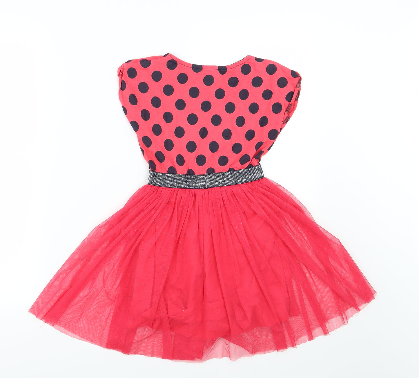 Disney Girls Red Polka Dot Jersey Skater Dress  Size 7 Years  - Minnie Mouse