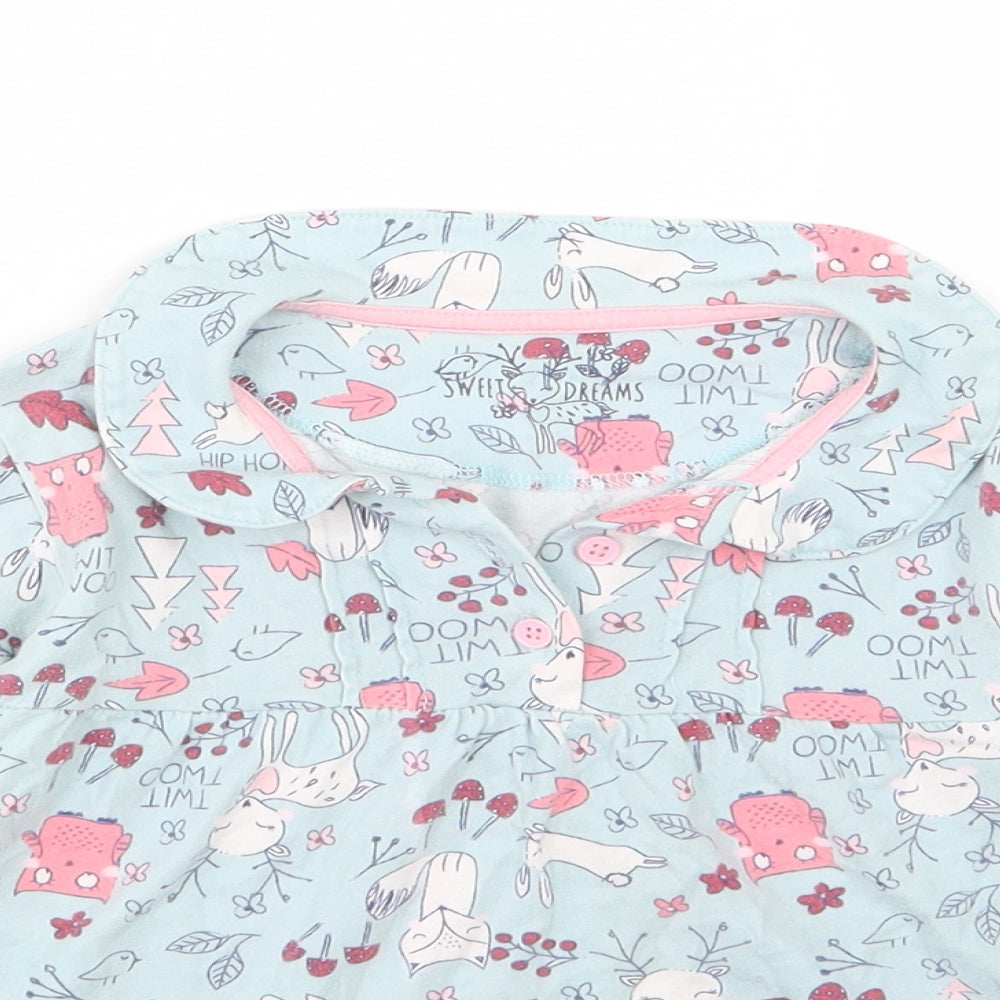 Matalan Girls Blue Floral Jersey Top Pyjama Top Size 4-5 Years  - Animals