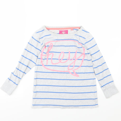 NEXT Girls Grey Striped Jersey Pullover Sweatshirt Size 8 Years  - Hey