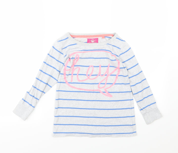 NEXT Girls Grey Striped Jersey Pullover Sweatshirt Size 8 Years  - Hey