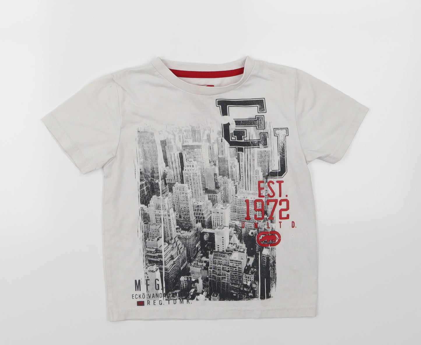 Ecko Unltd. Boys White  Jersey Basic T-Shirt Size 4-5 Years