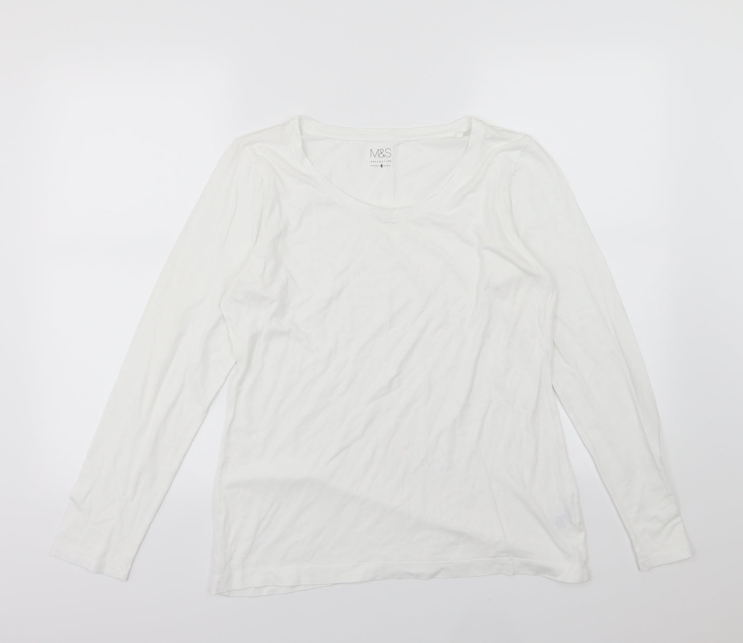Marks and Spencer Womens White  Jersey Basic T-Shirt Size 14