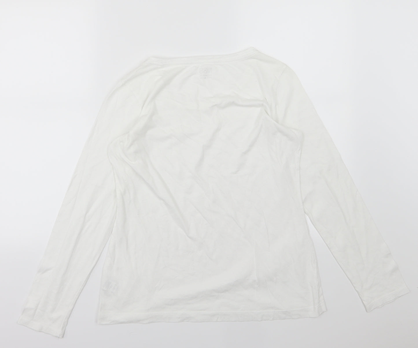 Marks and Spencer Womens White  Jersey Basic T-Shirt Size 14