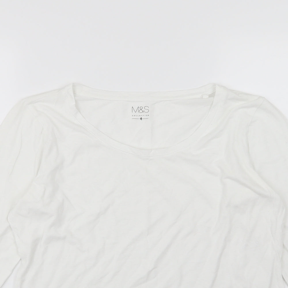 Marks and Spencer Womens White  Jersey Basic T-Shirt Size 14