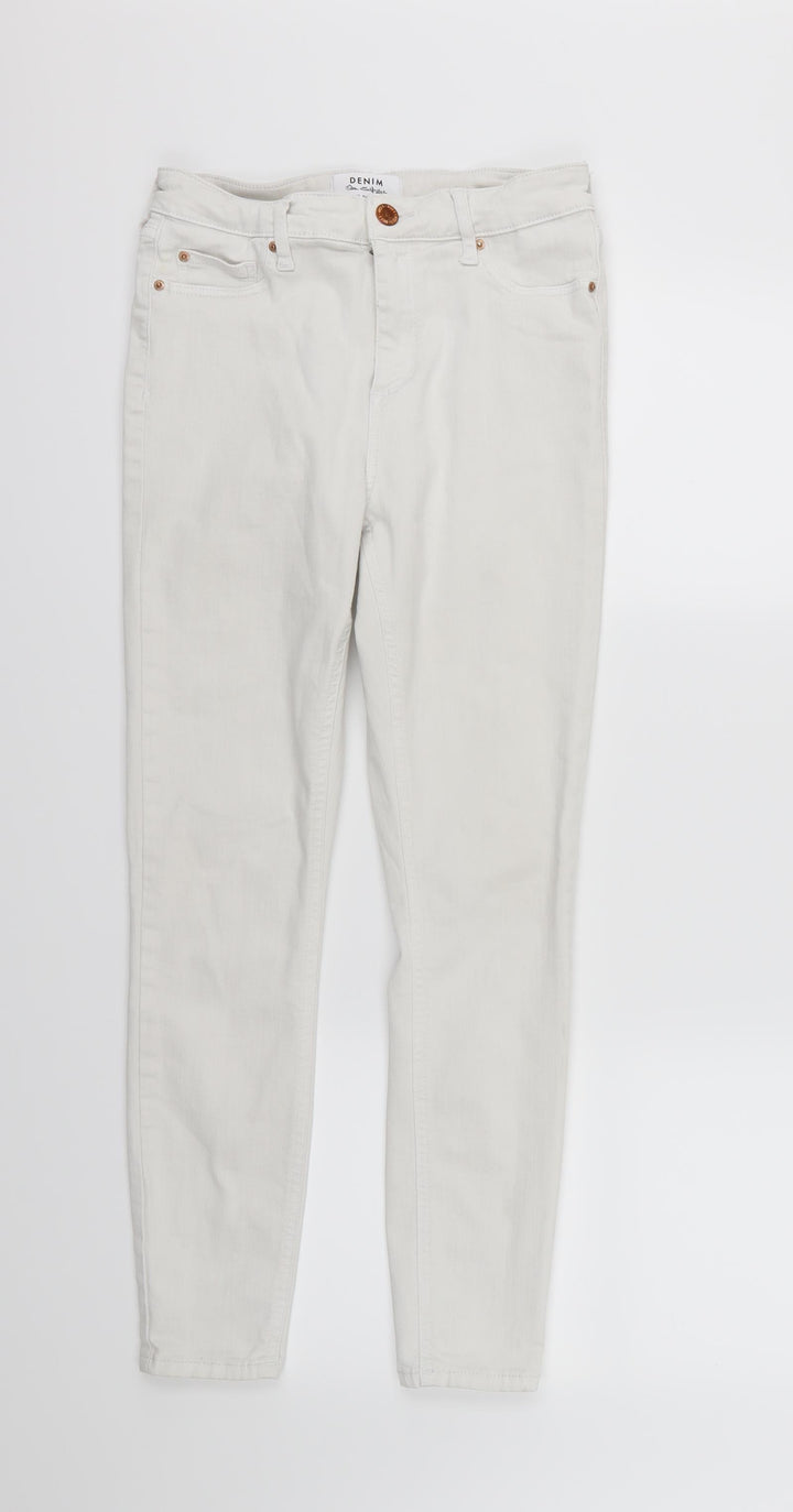 Miss Selfridge Womens White Denim Skinny Jeans Size 12 L27 in