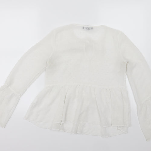 Primark Womens White Polka Dot Chiffon Basic Blouse Size 8