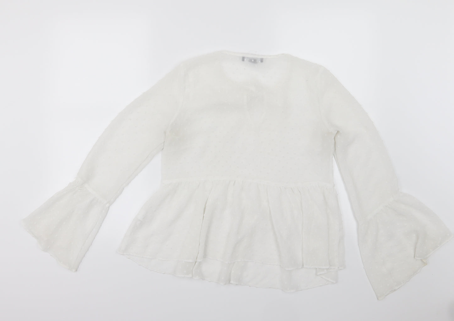 Primark Womens White Polka Dot Chiffon Basic Blouse Size 8