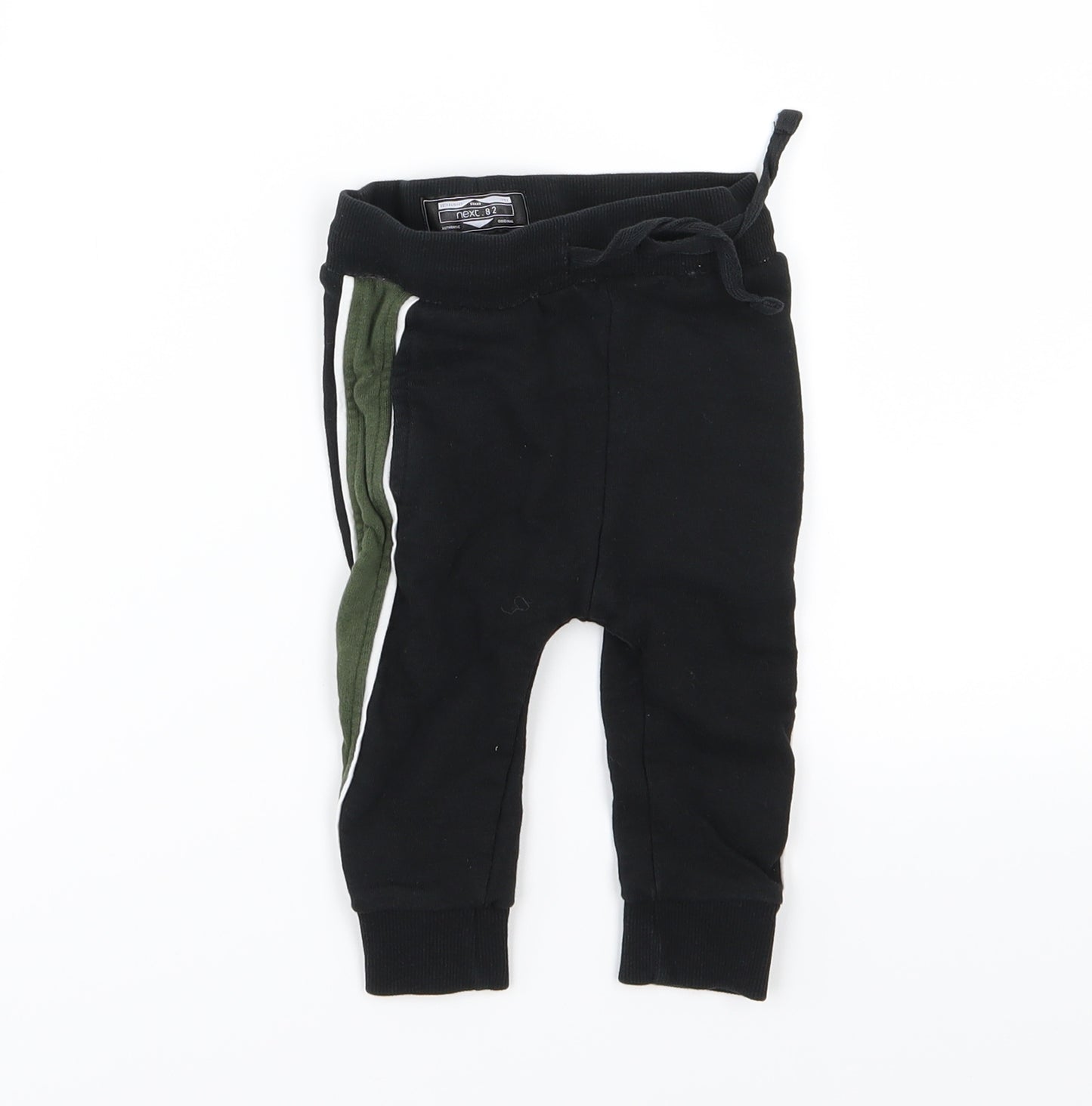 NEXT Boys Black Striped Jersey Jogger Trousers Size 9-12 Months