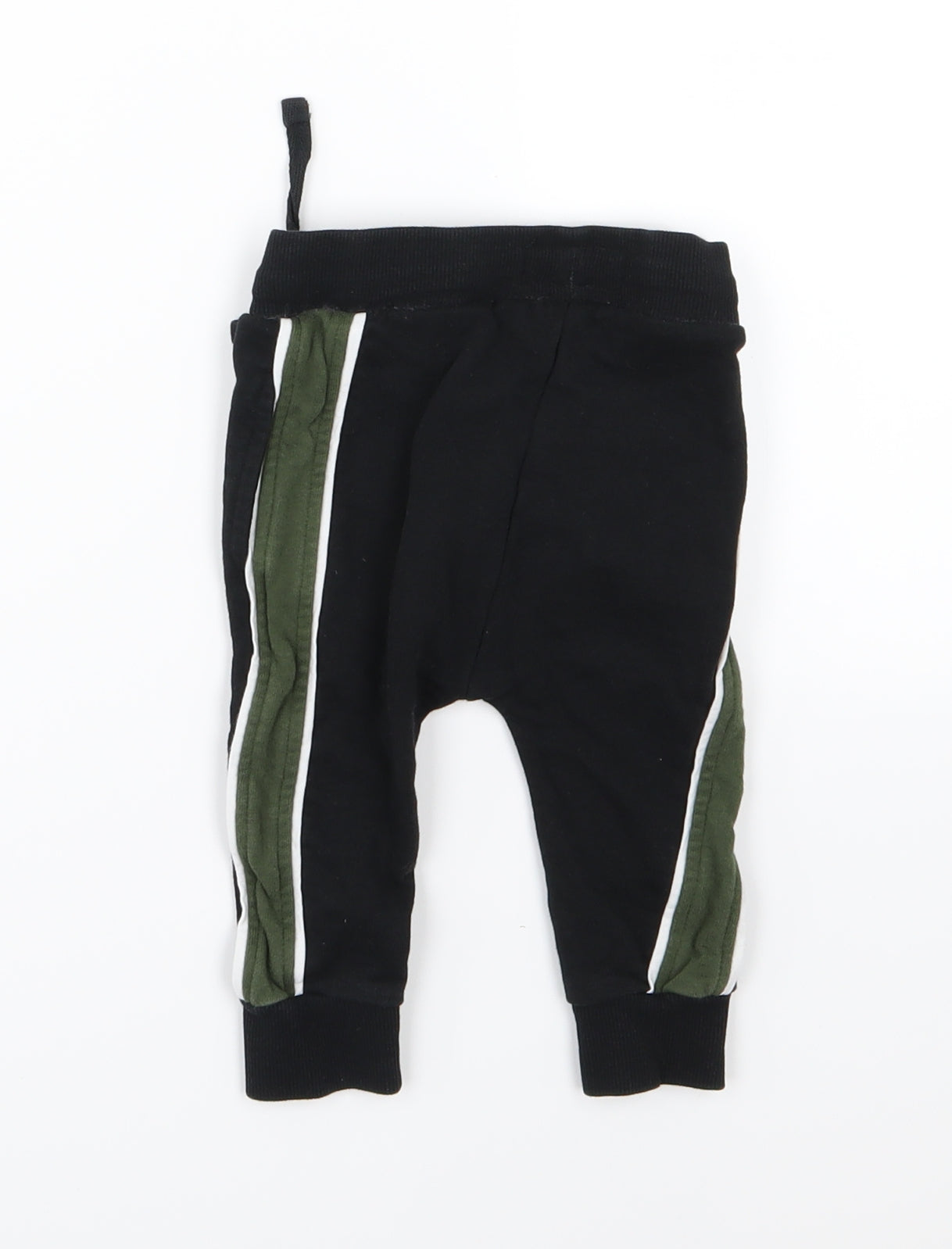 NEXT Boys Black Striped Jersey Jogger Trousers Size 9-12 Months