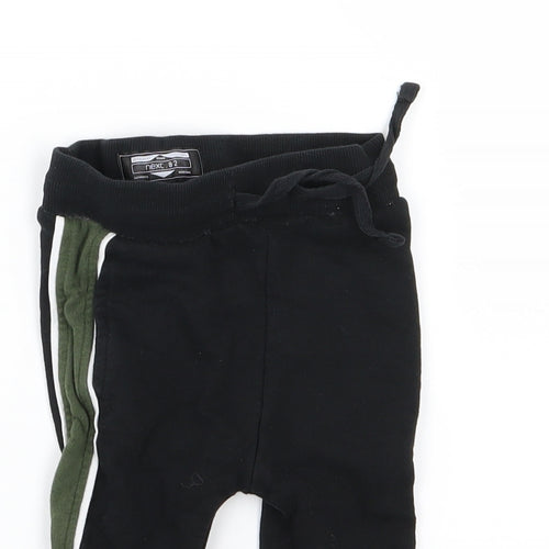 NEXT Boys Black Striped Jersey Jogger Trousers Size 9-12 Months
