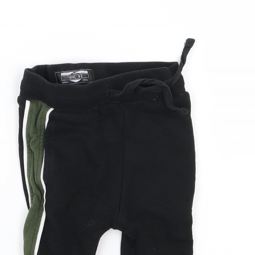NEXT Boys Black Striped Jersey Jogger Trousers Size 9-12 Months