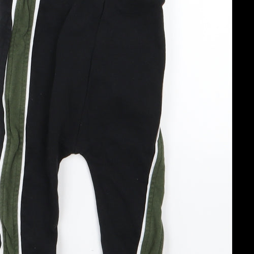 NEXT Boys Black Striped Jersey Jogger Trousers Size 9-12 Months