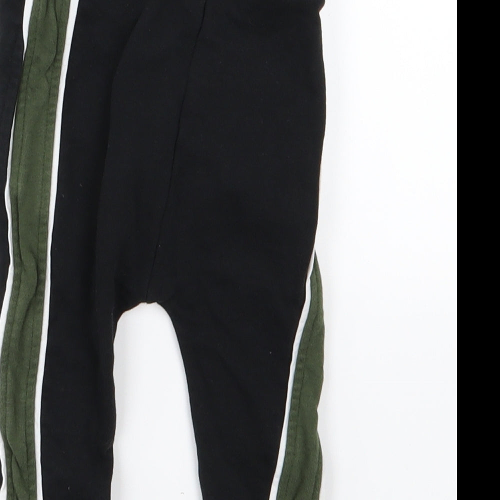 NEXT Boys Black Striped Jersey Jogger Trousers Size 9-12 Months