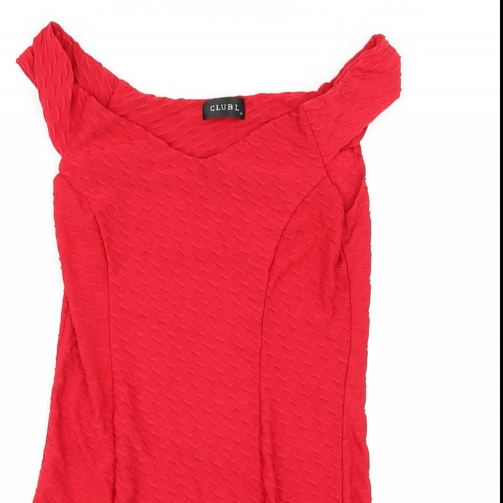 Club L Womens Red   Bodycon  Size 14