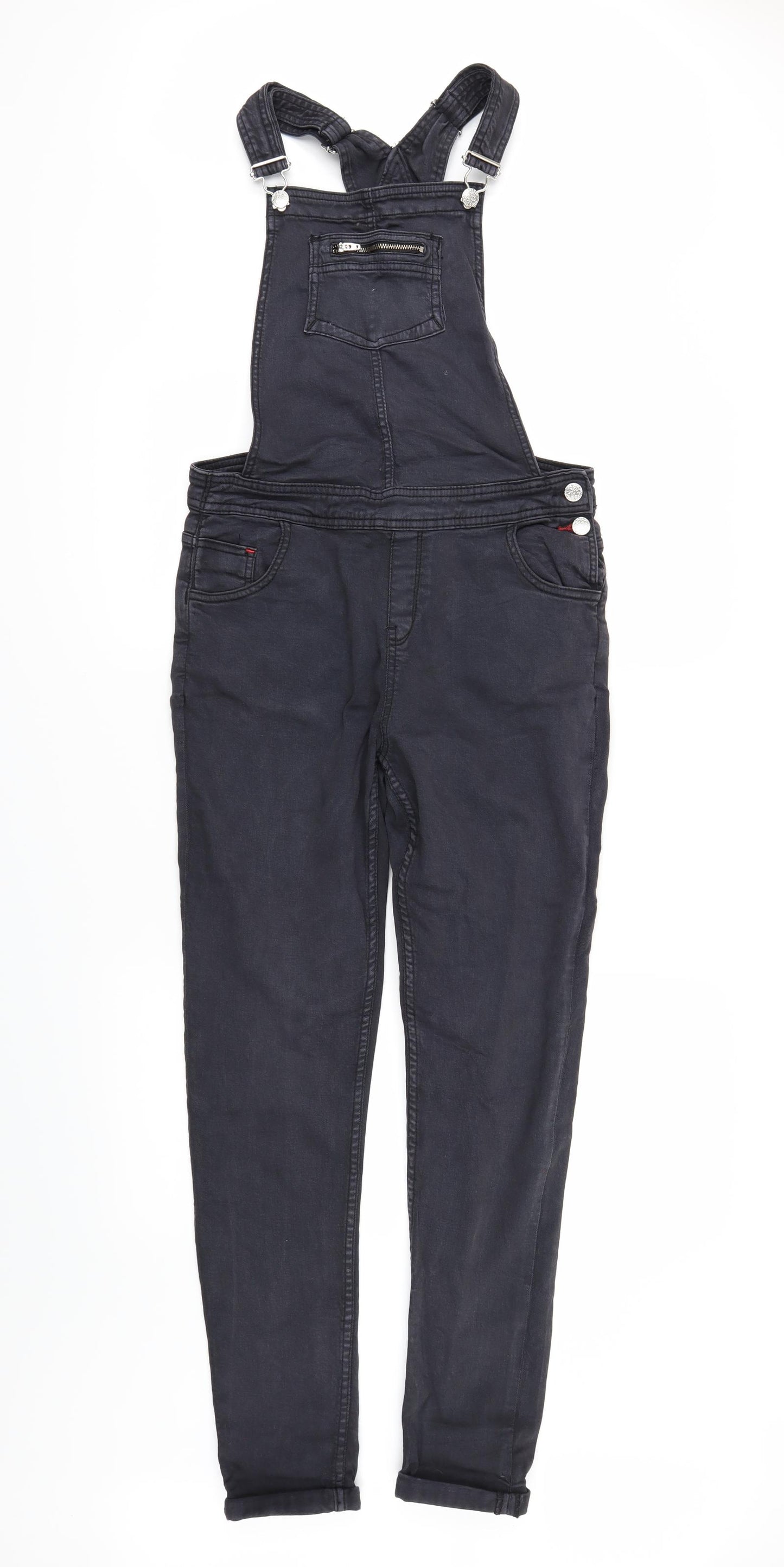 F&F Girls Black  Denim Dungarees Trousers Size 13-14 Years