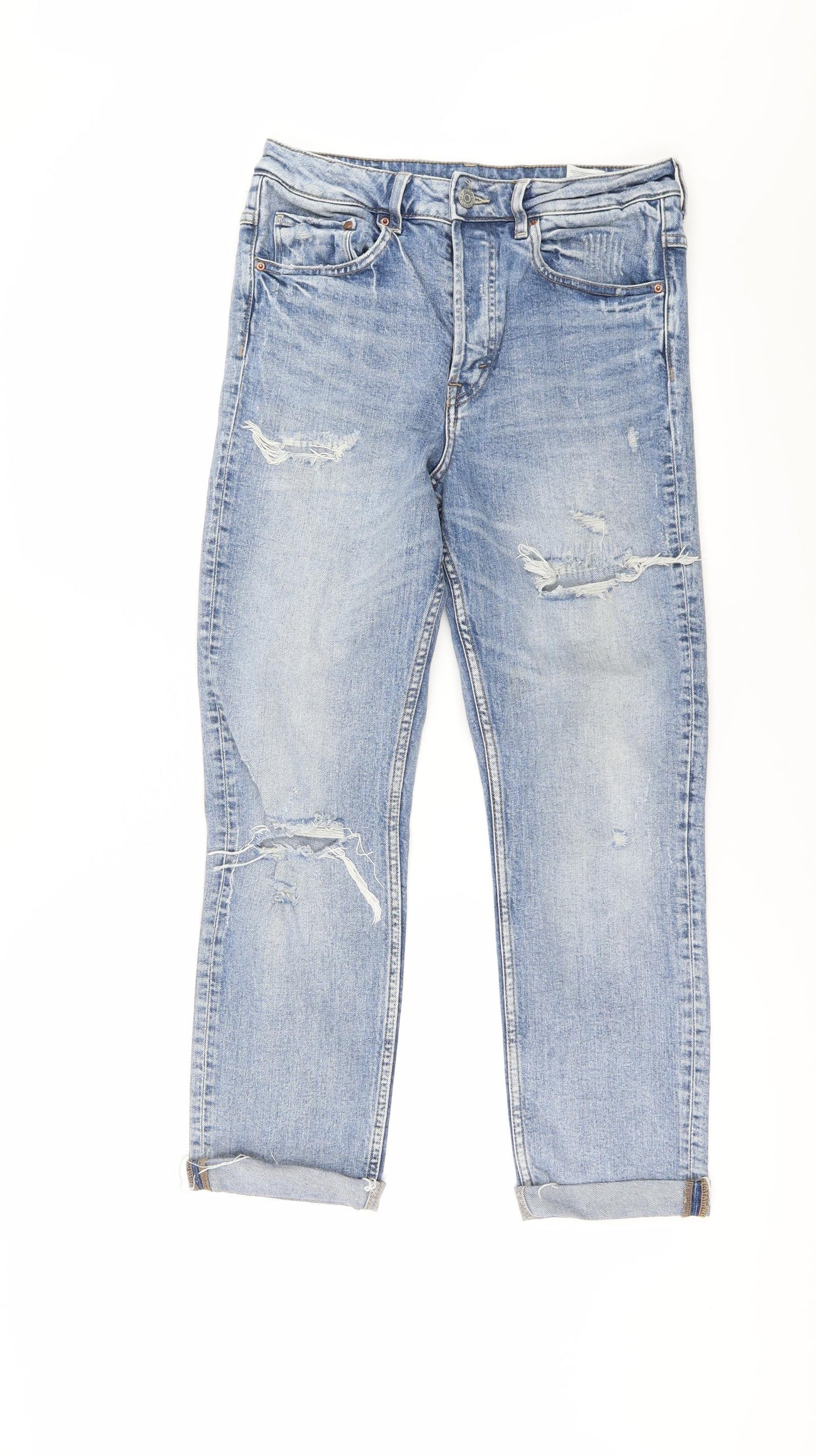 H&M Womens Blue  Denim Cropped Jeans Size 29 in L26 in