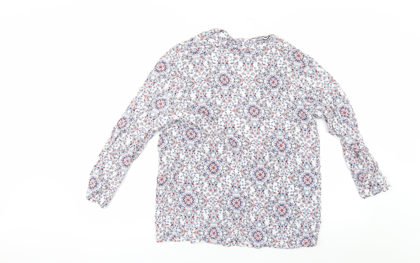 New Look Womens White Floral  Kimono Blouse Size 8  - Edge to Edge