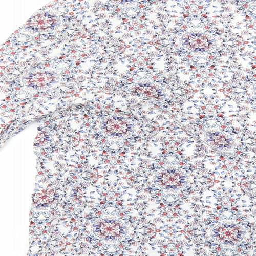 New Look Womens White Floral  Kimono Blouse Size 8  - Edge to Edge