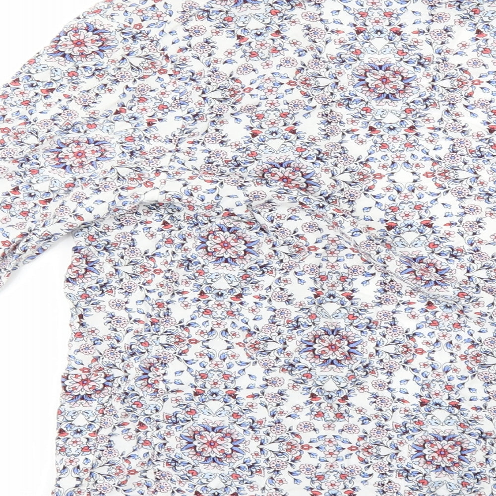 New Look Womens White Floral  Kimono Blouse Size 8  - Edge to Edge