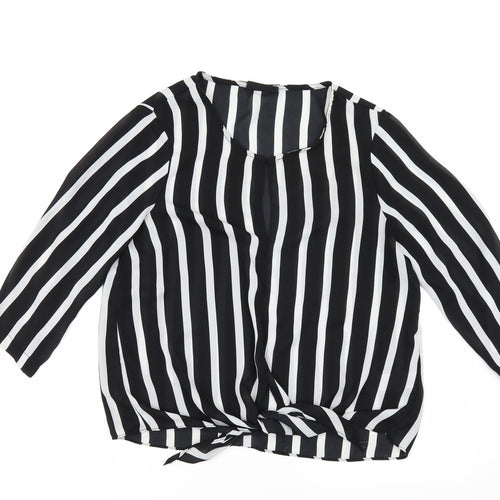 Wallis Womens Black Striped  Basic Blouse Size 12