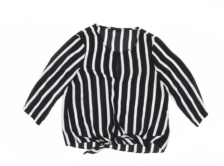 Wallis Womens Black Striped Basic Blouse Size 12