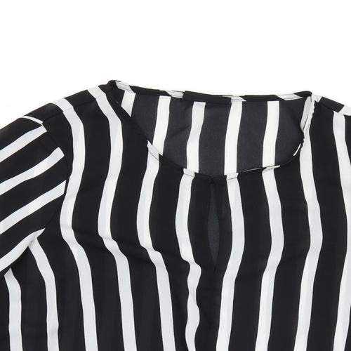 Wallis Womens Black Striped  Basic Blouse Size 12