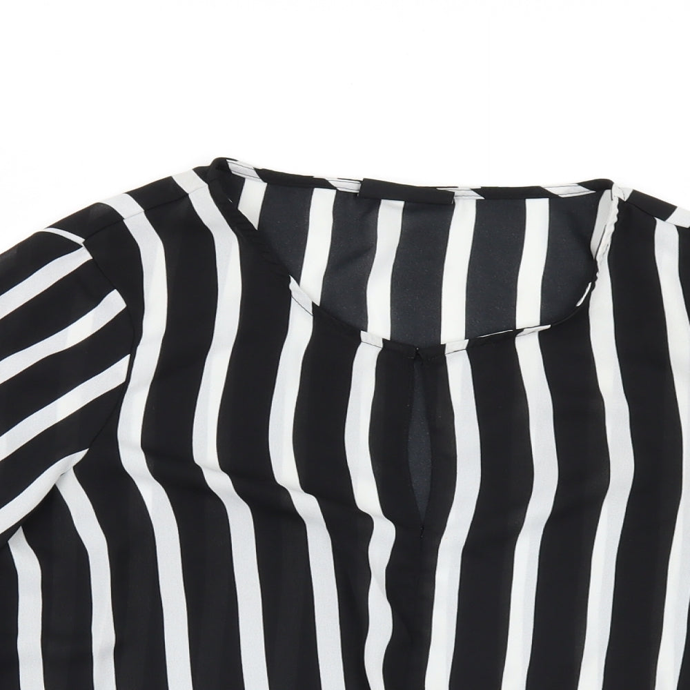 Wallis Womens Black Striped  Basic Blouse Size 12