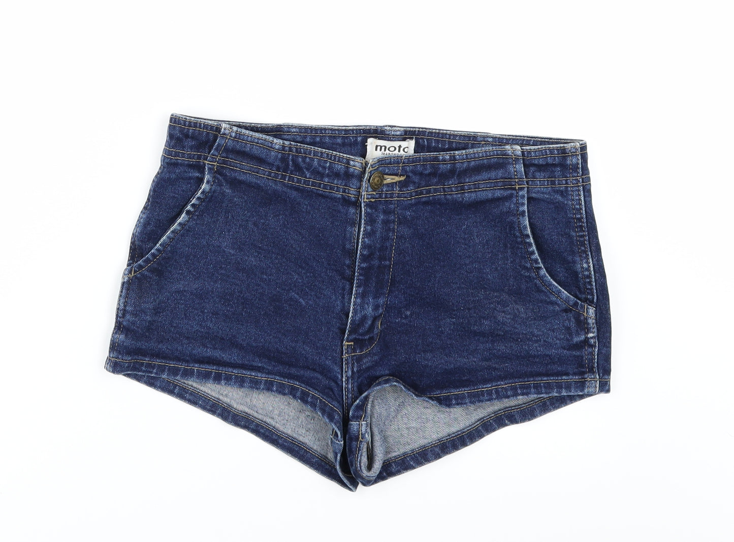 Moto Womens Blue  Denim Hot Pants Shorts Size 10