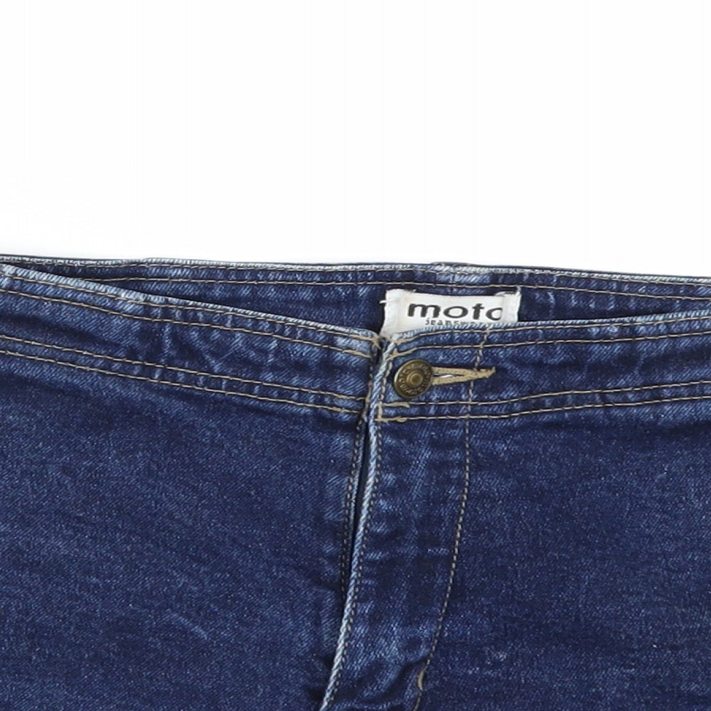 Moto Womens Blue  Denim Hot Pants Shorts Size 10
