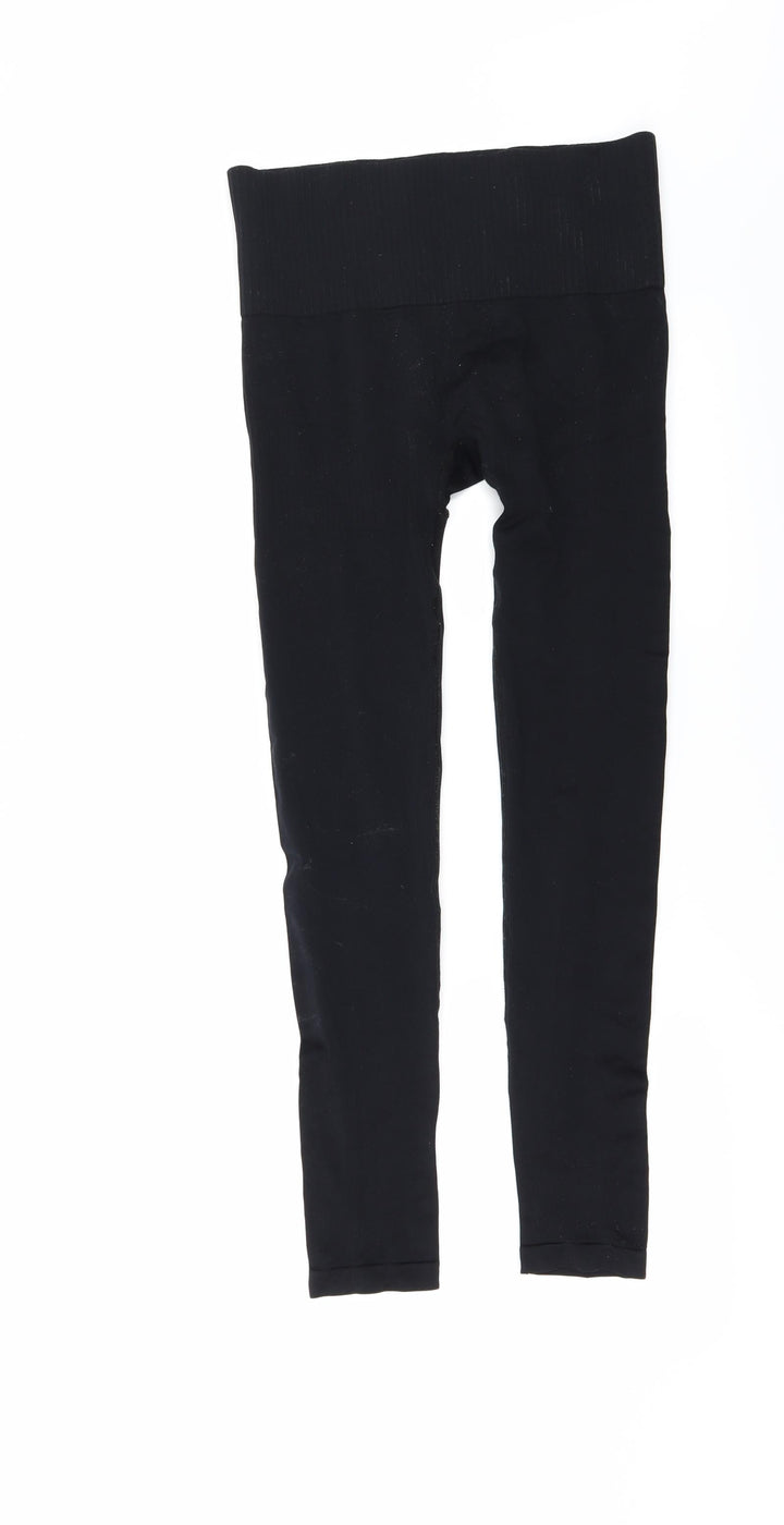 WORKOUT Womens Black   Compression Leggings Size S L27 in