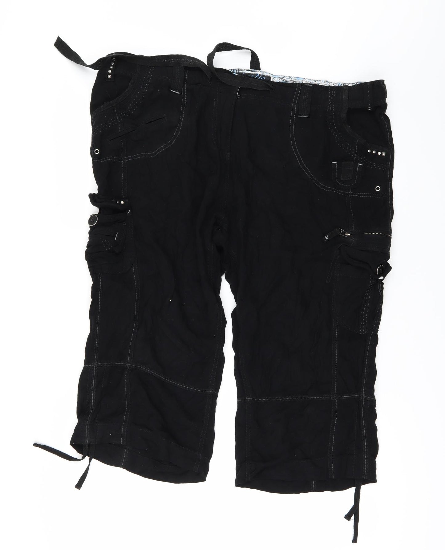 Evans Womens Black   Cropped Trousers Size 20 L20 in