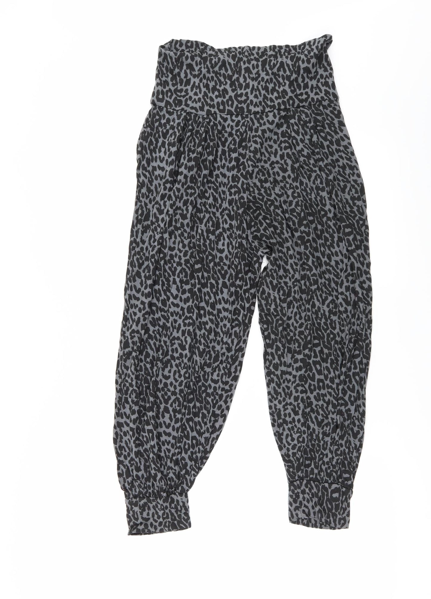 Miss Fiori Womens Black Animal Print  Harem Trousers Size 10 L20 in