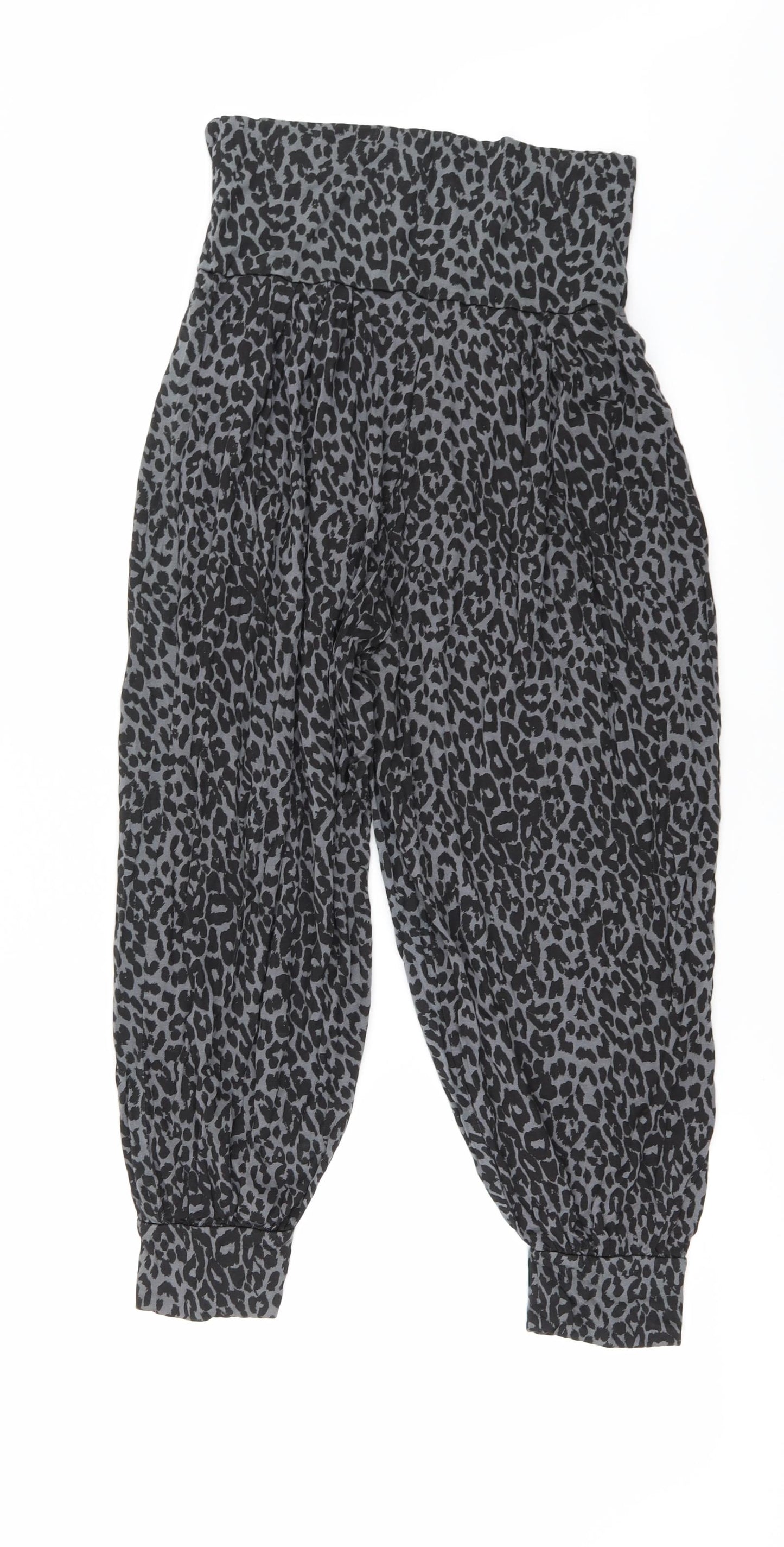 Miss Fiori Womens Black Animal Print  Harem Trousers Size 10 L20 in