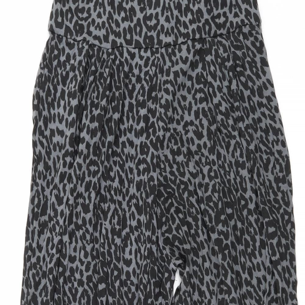 Miss Fiori Womens Black Animal Print  Harem Trousers Size 10 L20 in