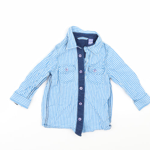Dopo Dopo Baby Blue Check  Basic Button-Up Size 18-24 Months
