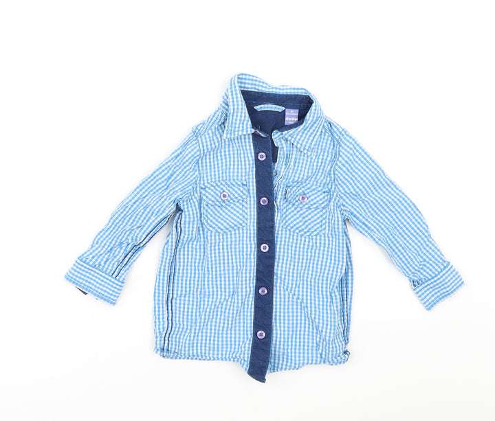 Dopo Dopo Baby Blue Check  Basic Button-Up Size 18-24 Months