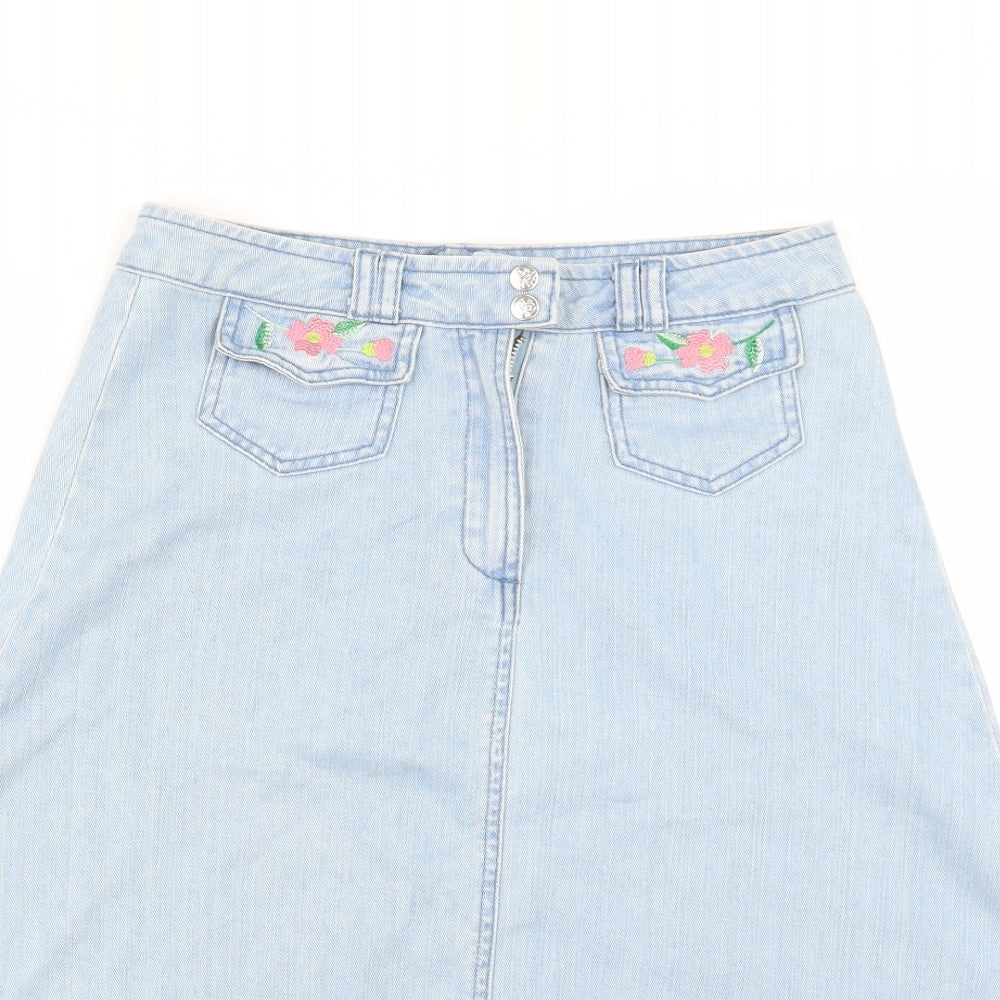 Topshop Womens Blue  Denim A-Line Skirt Size 10