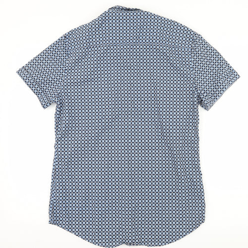Topman Mens Blue Geometric   Button-Up Size L