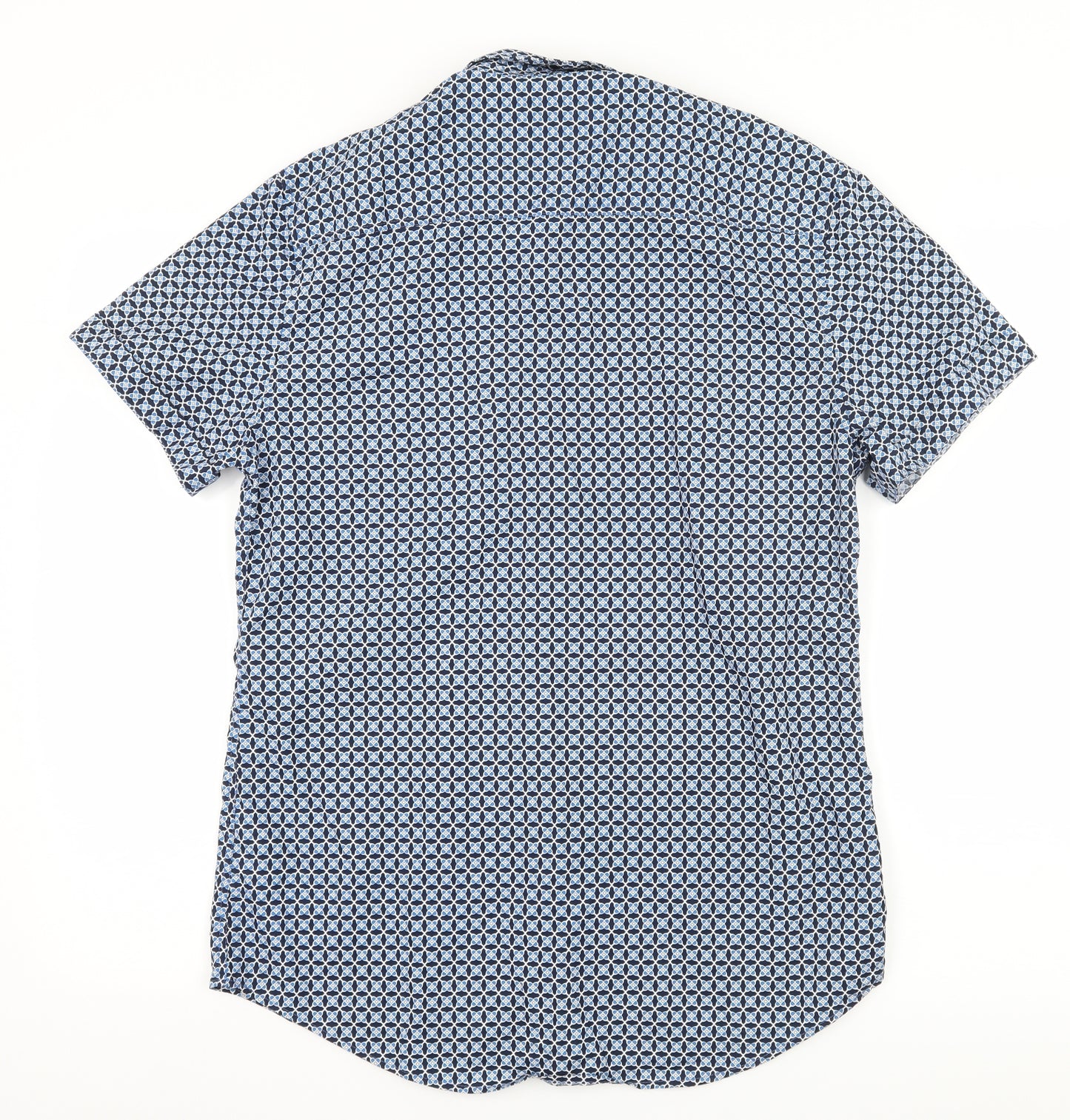 Topman Mens Blue Geometric   Button-Up Size L