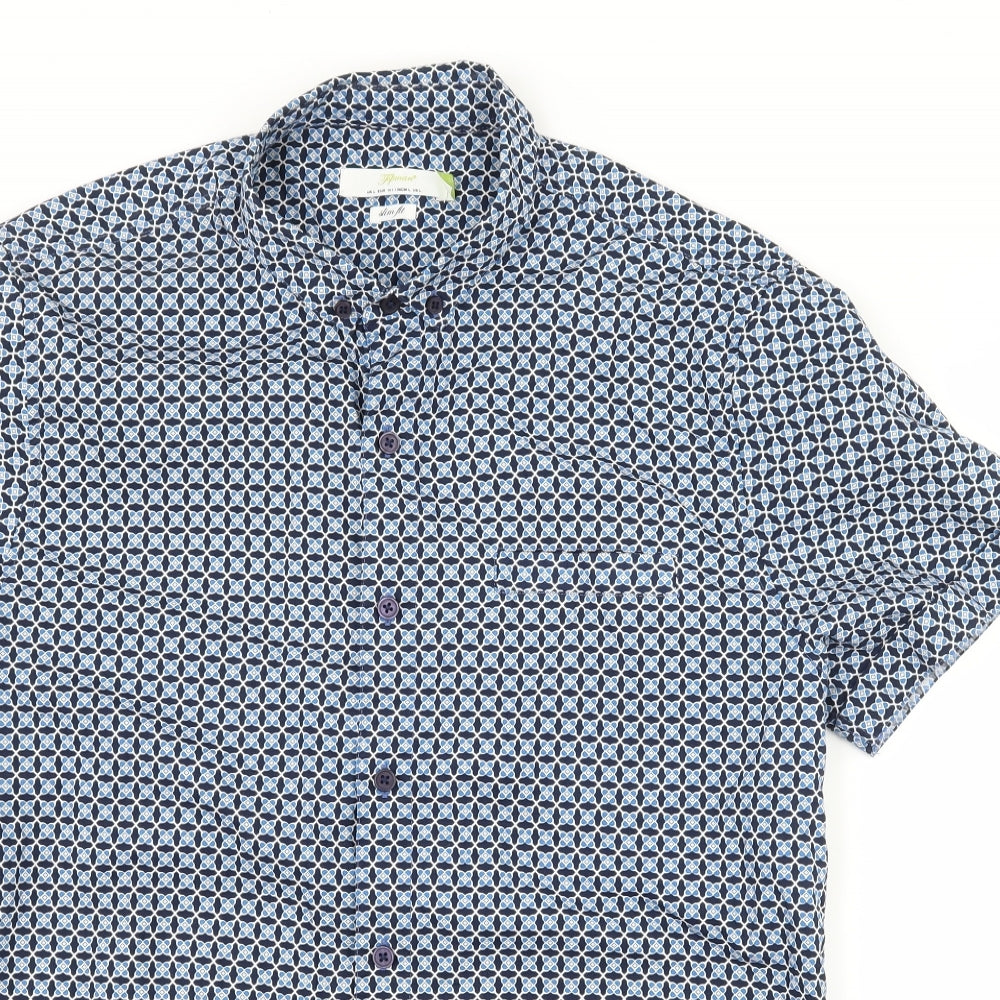 Topman Mens Blue Geometric   Button-Up Size L