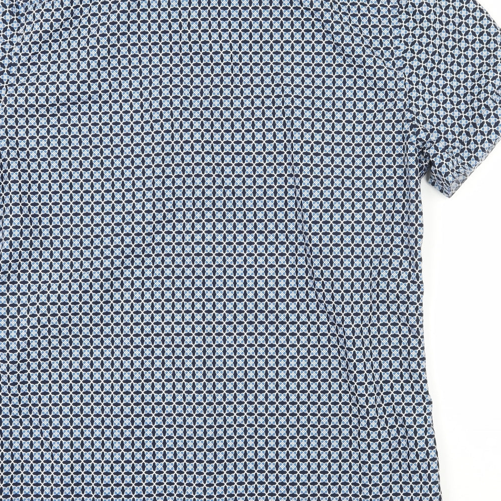 Topman Mens Blue Geometric   Button-Up Size L