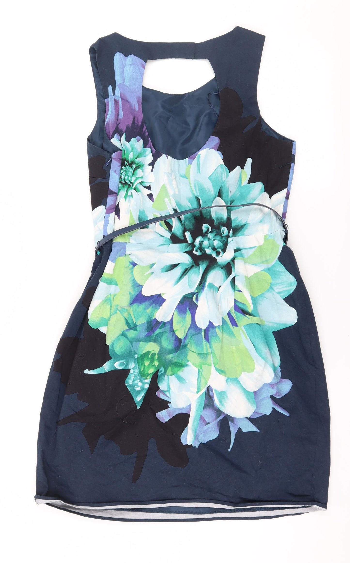 Oasis Womens Blue Floral  A-Line  Size 14