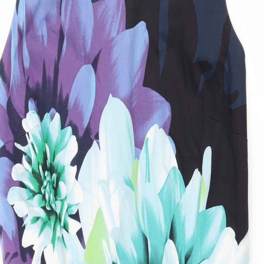 Oasis Womens Blue Floral  A-Line  Size 14
