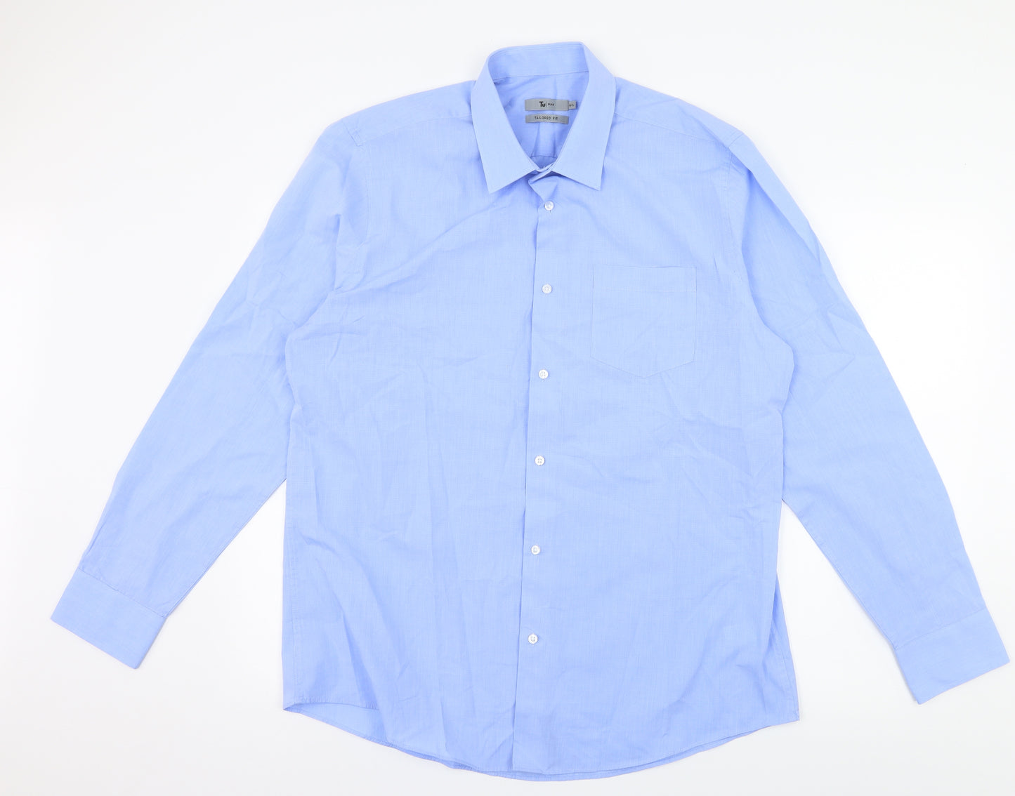 TU Mens Blue    Button-Up Size 16.5