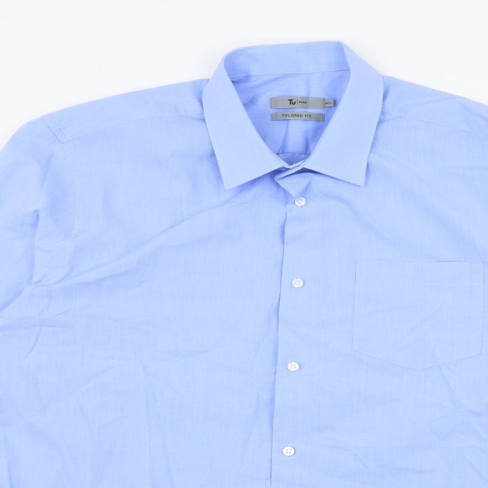TU Mens Blue    Button-Up Size 16.5